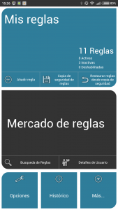 Unos menús grandes y coloridos facilitan la automatización en AutomateIt.