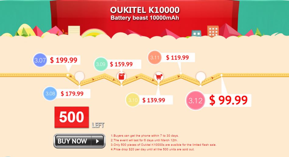 Oukitel K10000 por 99 dólares
