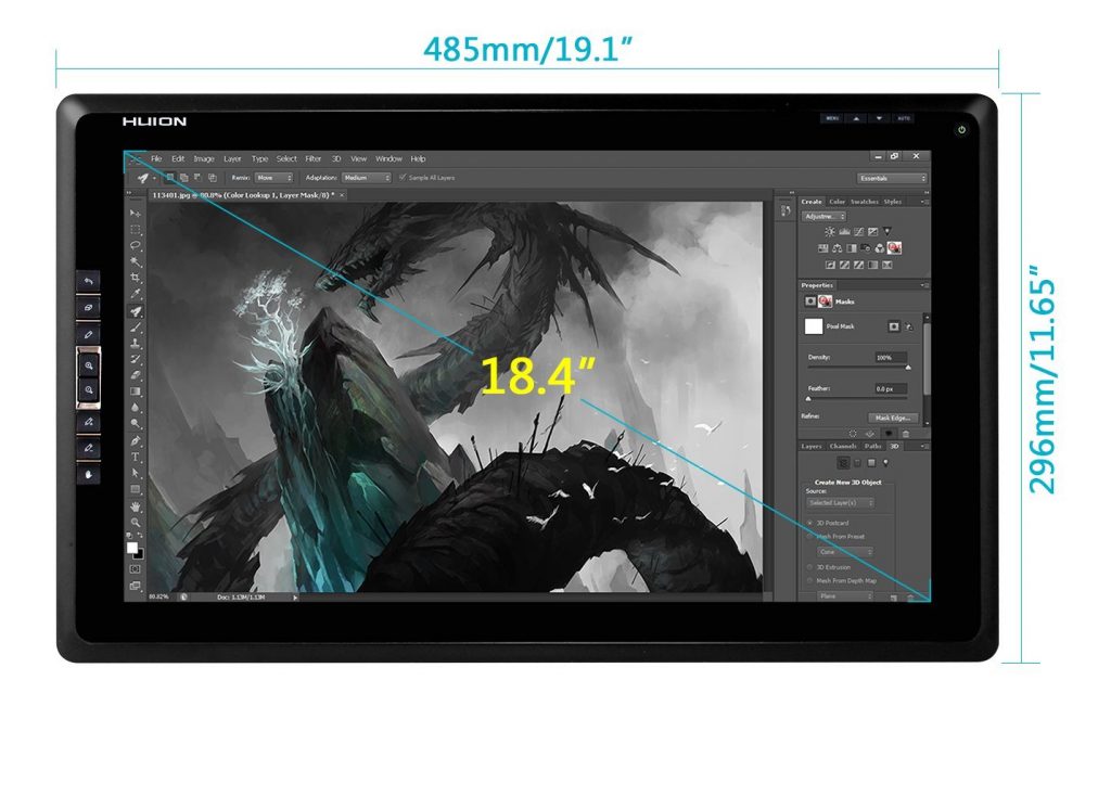 La HUION GT-185 ofrece una pantalla TFT de 18,4 pulgadas