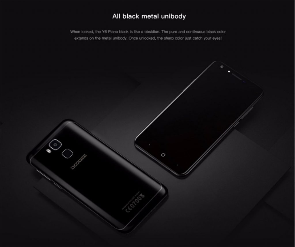 Doogee Y6 Piano Black, diseño