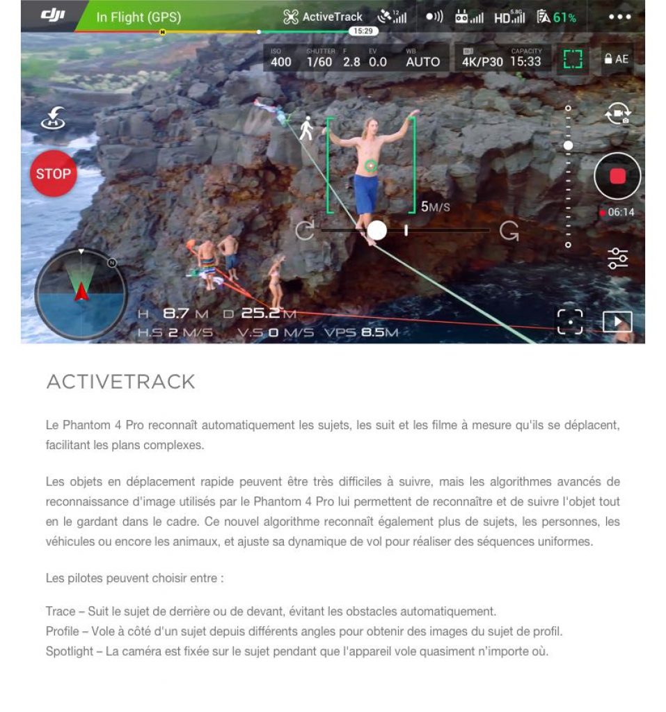DJI Phantom 4 Pro, activetrack