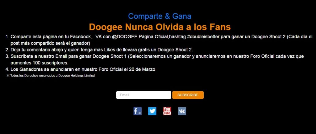 Sorteo de Facebook de Doogee