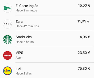 Android Pay historial