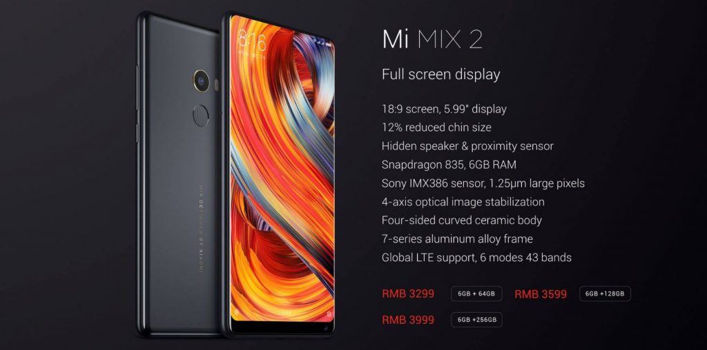 Xiaomi Mi Mix 2 precios
