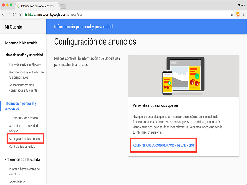 Configurador de anuncios