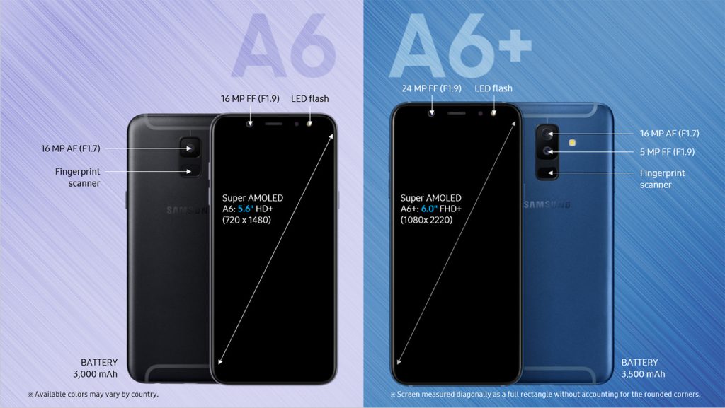 El Samsung Galaxy A6 vs Samsung Galaxy A6+