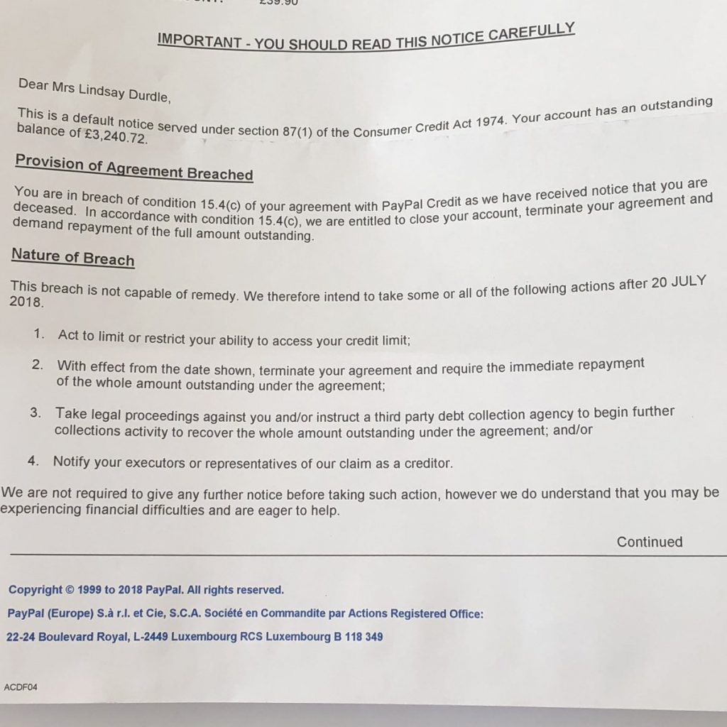 Carta de PayPal