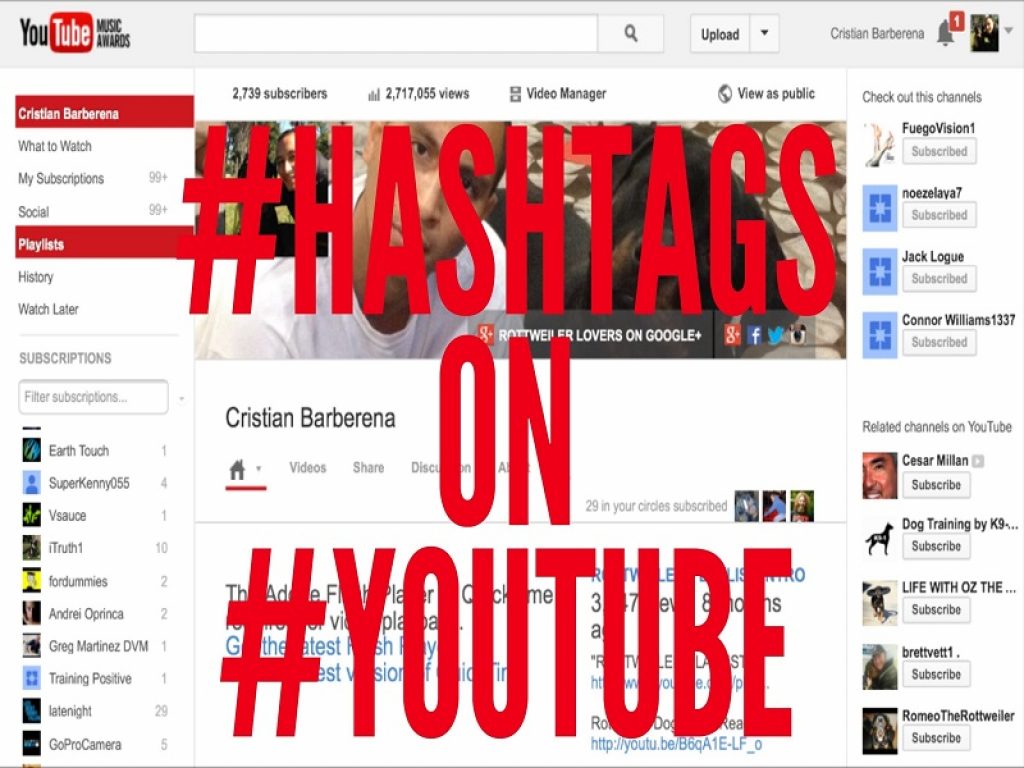 Hashtags en YouTube