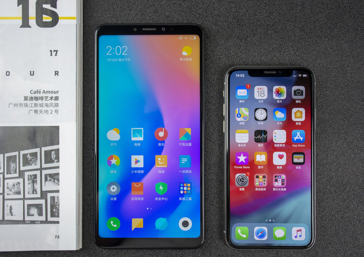 Xiaomi Mi MAX 3 comparativa de tamaño con el iPhone X