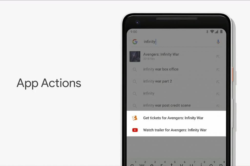 Android 9 Pie - app actions