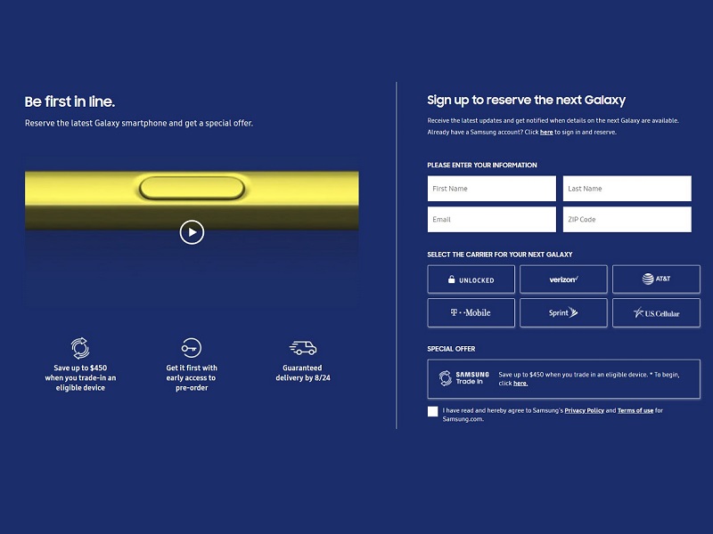 reserva samsung galaxy note 9