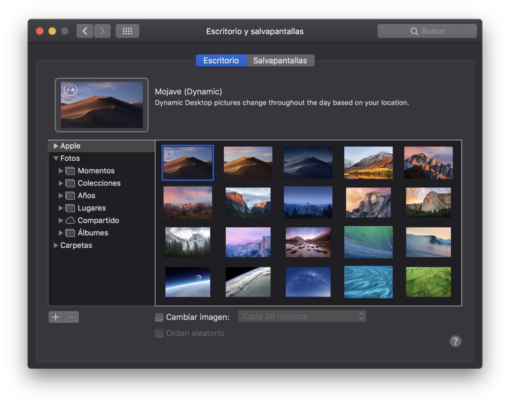 MacOS Mojave -- Fondos de pantalla dinámicos