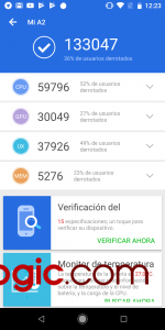 Puntuacion Antutu -Rendimiento Xiaomi Mi A2