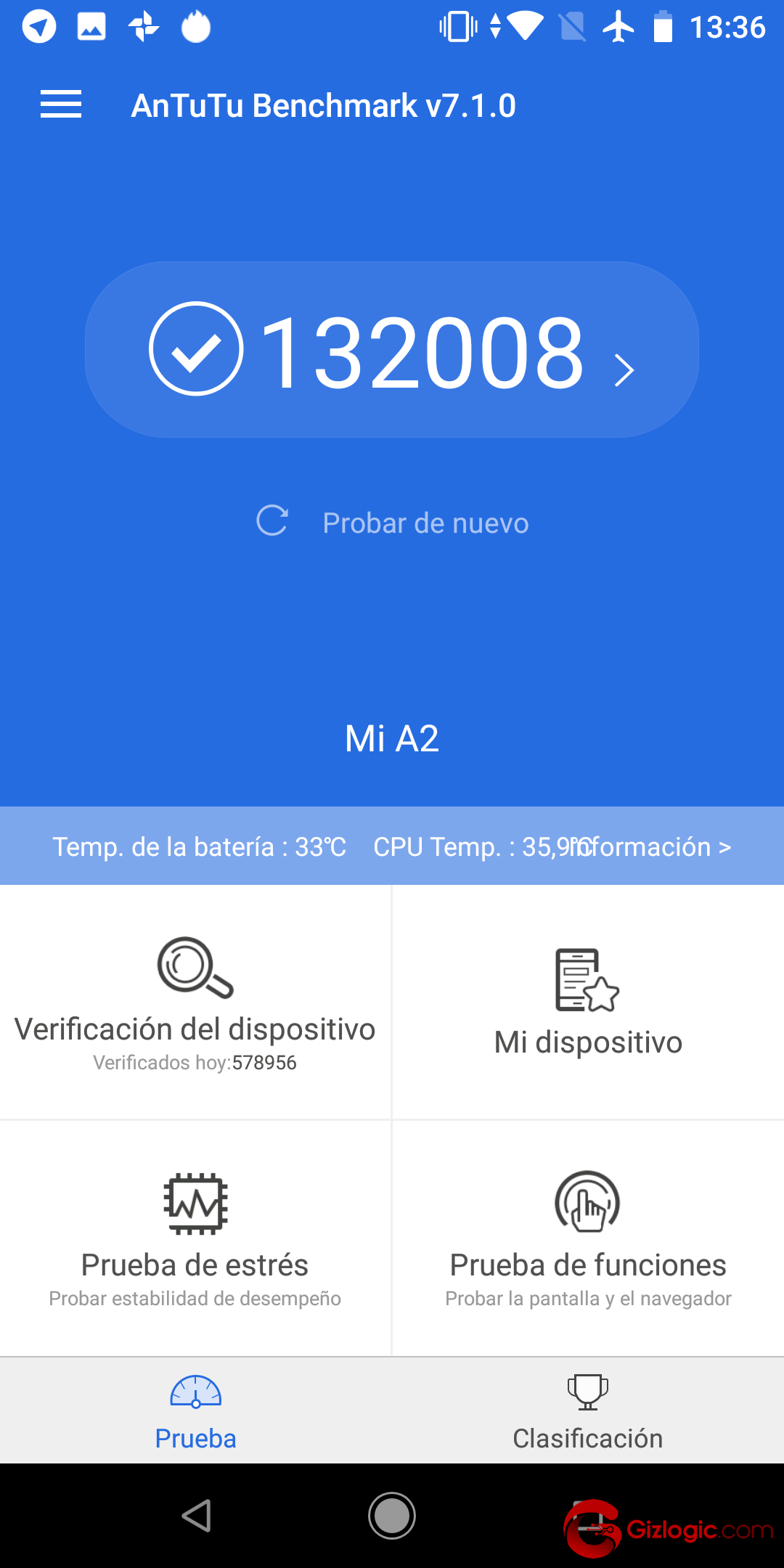 Puntuación Benchmark Xiaomi MiA2