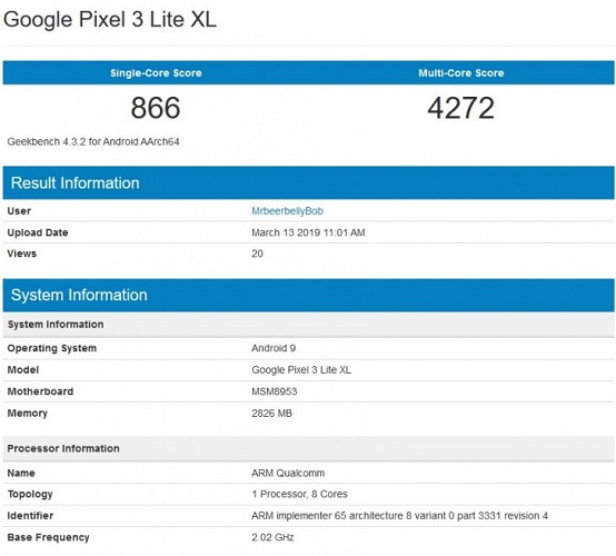 google pixel 3 xl lite