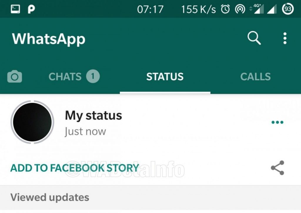 WhatsApp beta 2.19.151 - Historias de Facebook