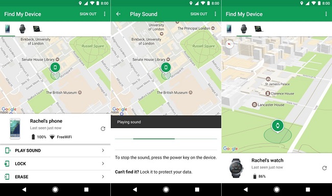Android Device Manager includes more options than locating an Android mobile Android Device Manager