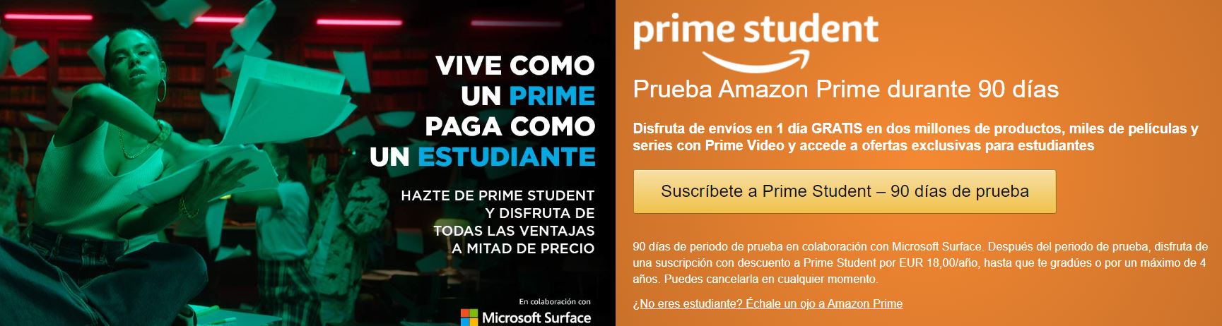 amazon prime para estudiantes