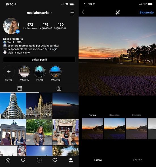 modo oscuro de instagram