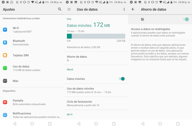 Datos moviles Android