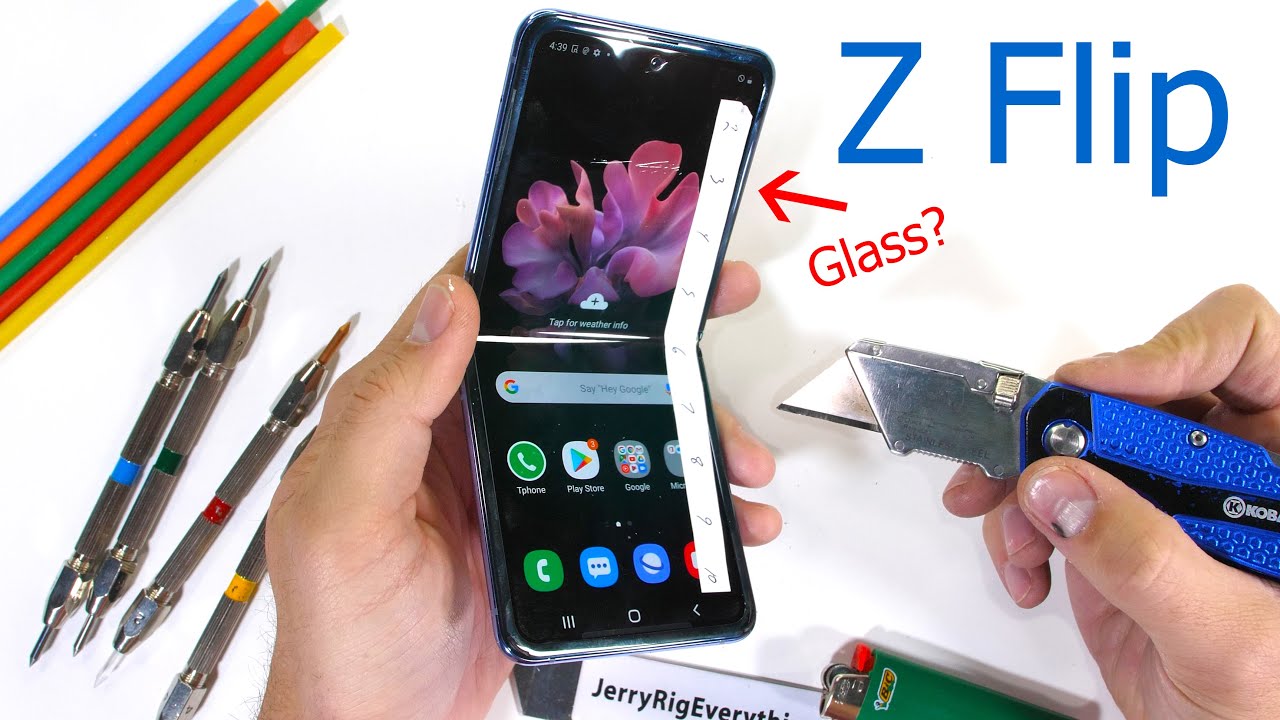 JerryRigEverything pone a prueba al Galaxy Z Flip, la pantalla no parece vidrio