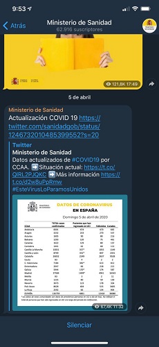 canal de telegram ministerio