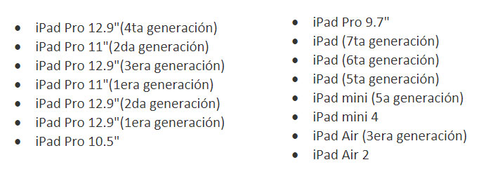 iPadOS-14 Dispositivos compatibles 