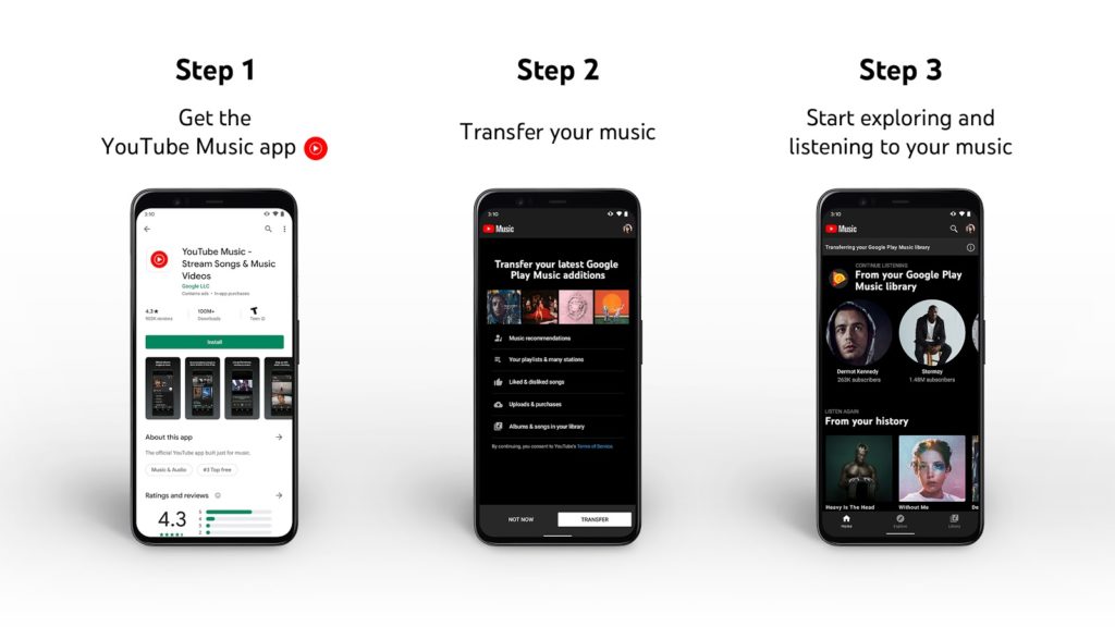 Los usuarios podrán migrar su contenido de Google Play Music a YouTube Music
