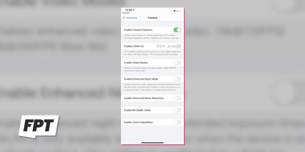 iPhone 12 Pro Max - Filtraciones sobre los ajustes de la cámara