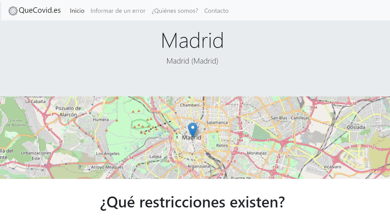 QueCovid.es, conoce las restricciones por COVID-19 en cualquier zona de España