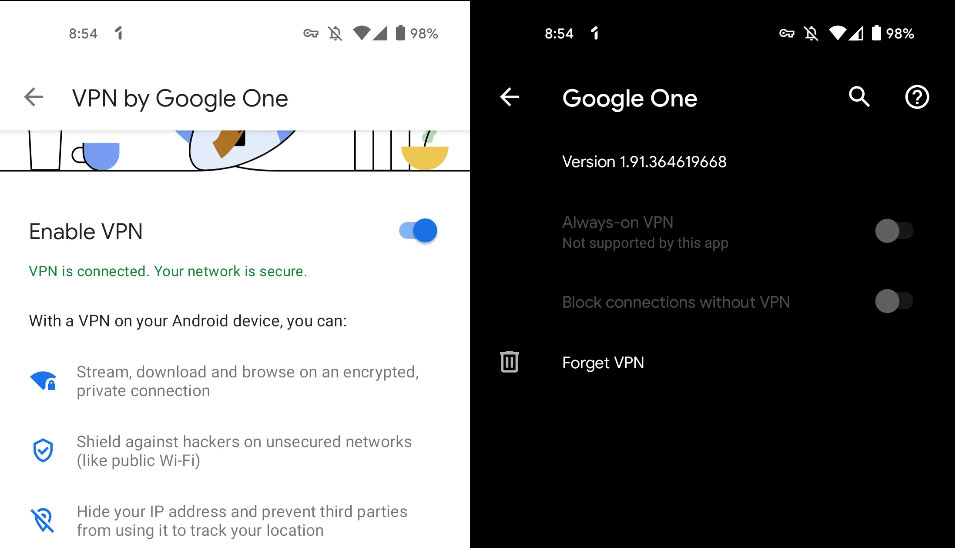 Google One bloqueará el acceso a Internet en caso de que se desconecte el VPN