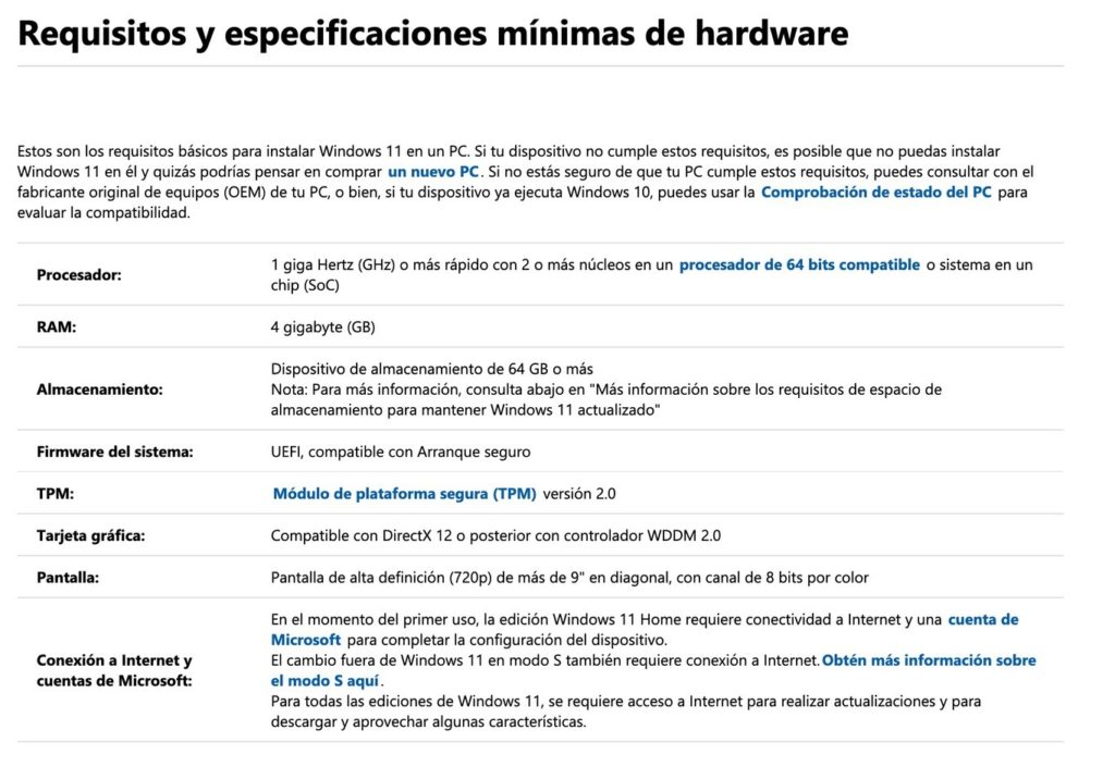 Requisitos de Windows 11