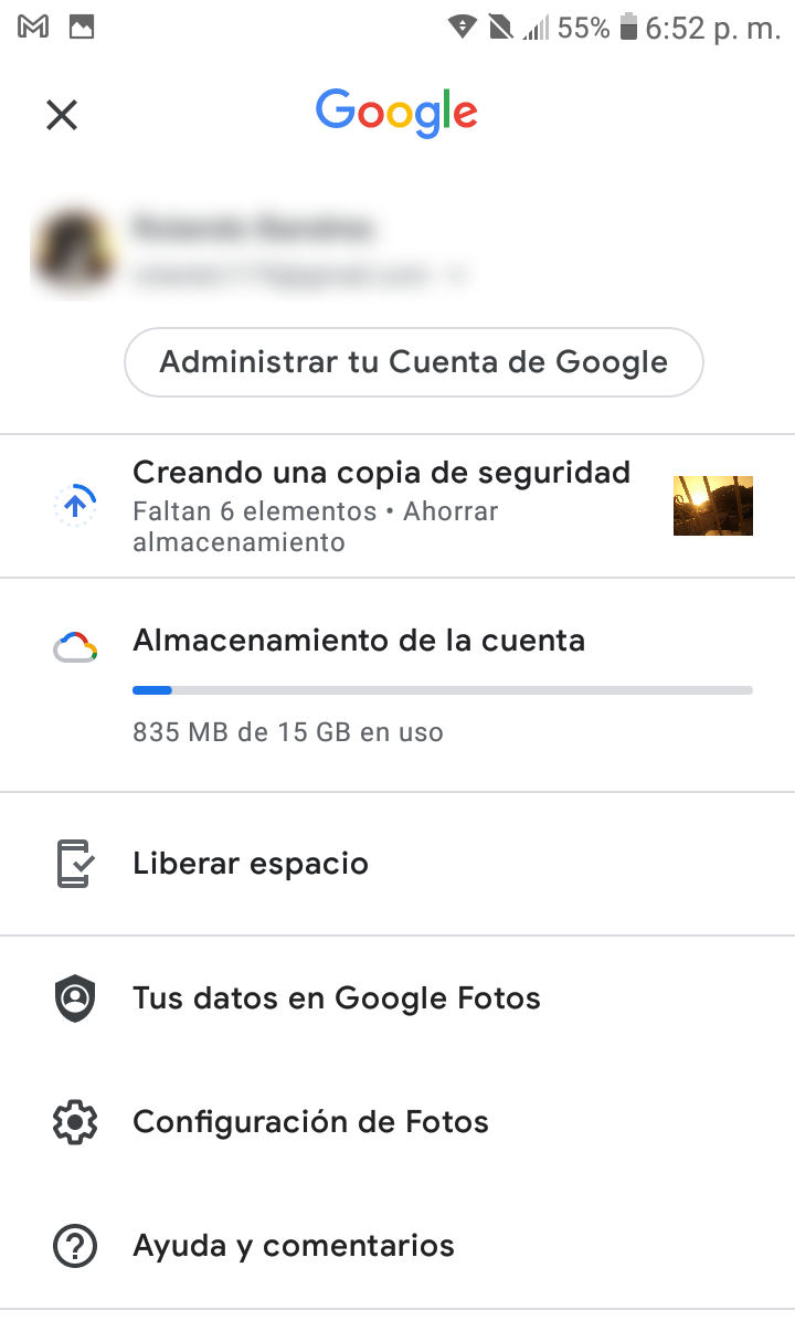 Crear copias de seguridad en Google Fotos 1