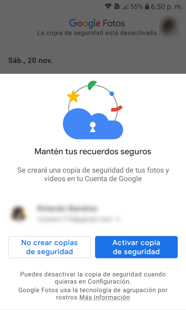 Crear copias de seguridad en Google Fotos 3