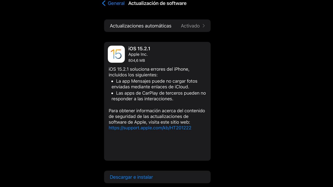 novedades de ios 15.2.1