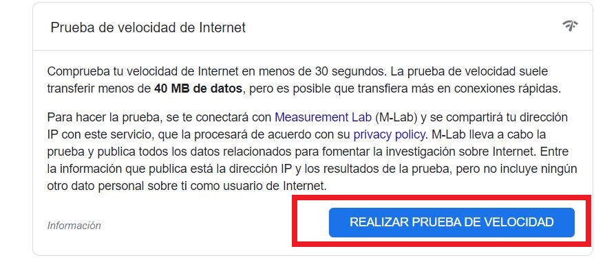 prueba de velocidad google