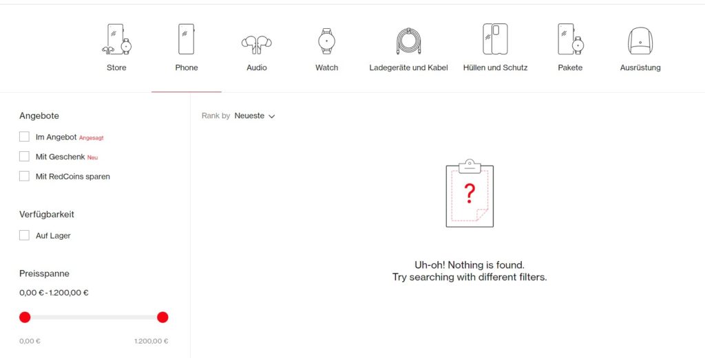 Tanto el sitio oficial de OnePlus como el de Oppo para Alemania no arrojan productos en su sección de smartphones