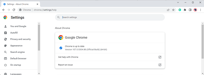 Google Chrome 107 